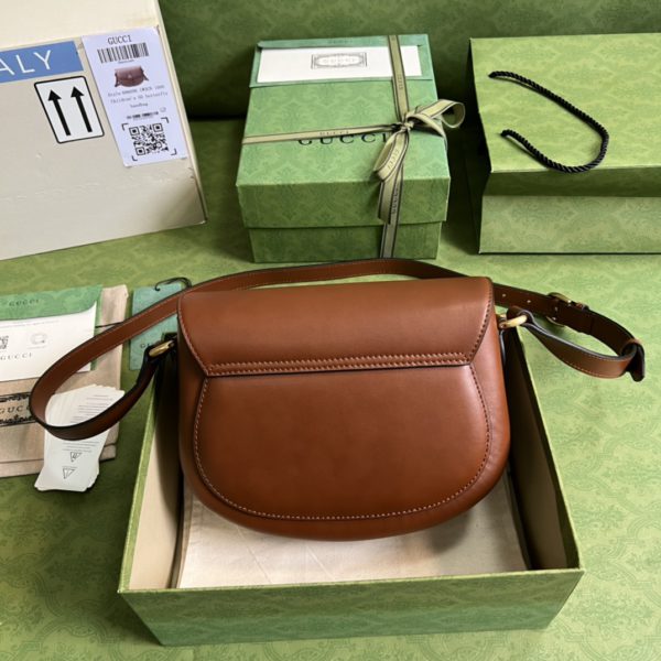 Gucci Logo Embossed Leather Shoulder Bag in Brown - Image 3