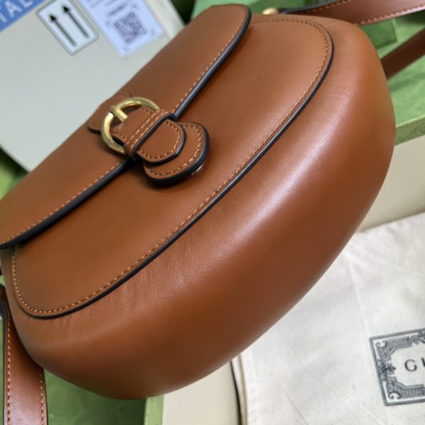 Gucci Logo Embossed Leather Shoulder Bag in Brown - Image 5