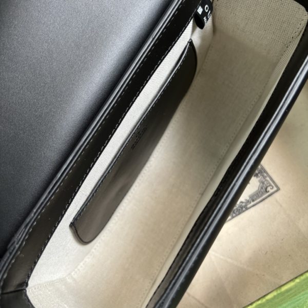 Gucci Logo Embossed Leather Shoulder Bag in Black - Image 3