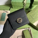 Gucci GG Marmont Wrestled Cowhide Short Pouch - Black