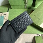 Gucci Microguccissima Black Monogram Margaux Leather Card Case Wallet
