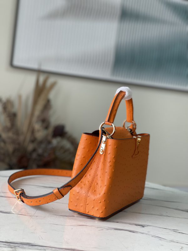Louis Vuitton Small Capucines Ostrich Leather Handbag - Orange - Image 2