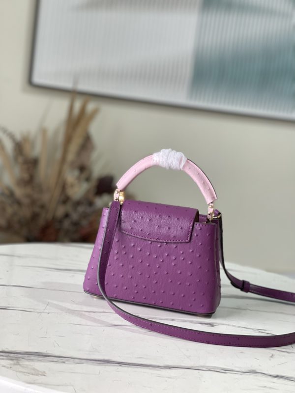 Louis Vuitton Mini Capucines Ostrich Leather Handbag - Purple - Image 5