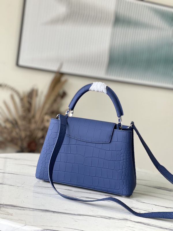 Louis Vuitton Crocodile Pattern Capucines Handbag - Fog Blue - Image 8