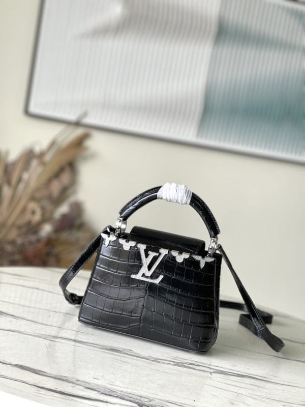 Louis Vuitton Crocodile Pattern Silver Buckle Mini Bag