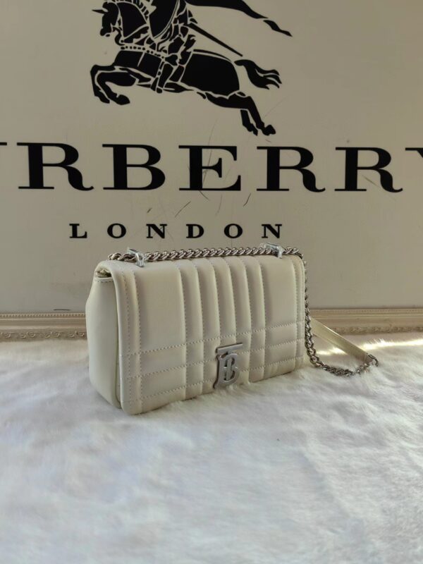 Burberry Lola – Lona Bun Handbag WIth Silver Logo - White - Image 5