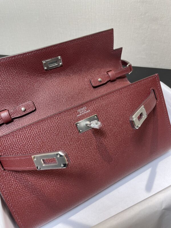 Hermes Kelly Crossbody Bag - Wine Red - Image 4