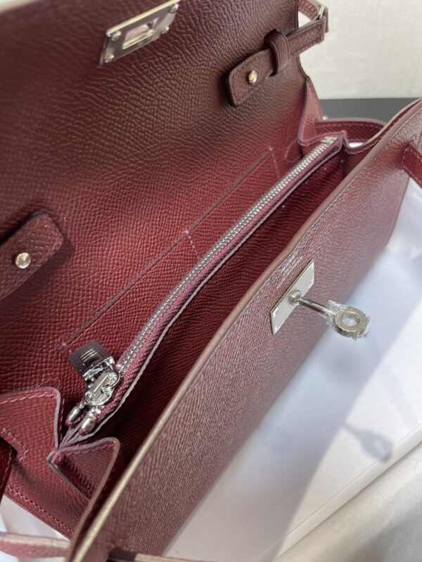 Hermes Kelly Crossbody Bag - Wine Red - Image 3