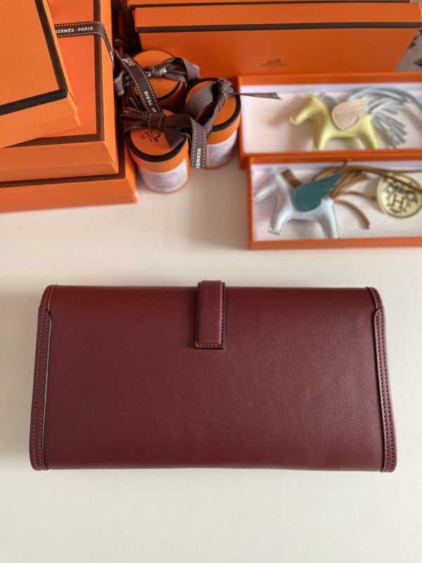 Hermes Jige Elan Sheepskin Lining Bag - Vine Red - Image 4