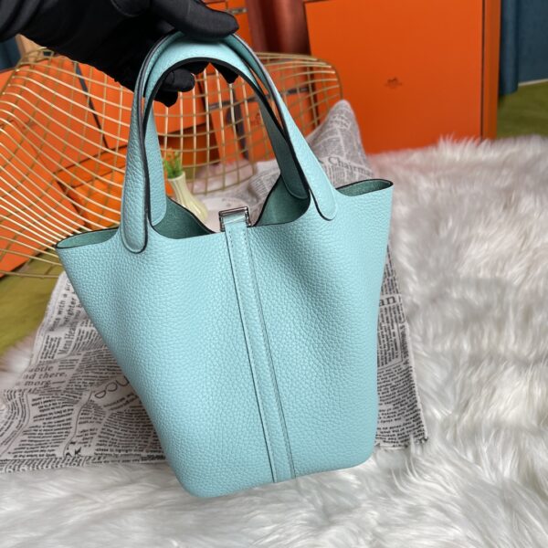 Hermes Picotin 18 Vegetable Basket Handbag - Macron Blue - Image 5