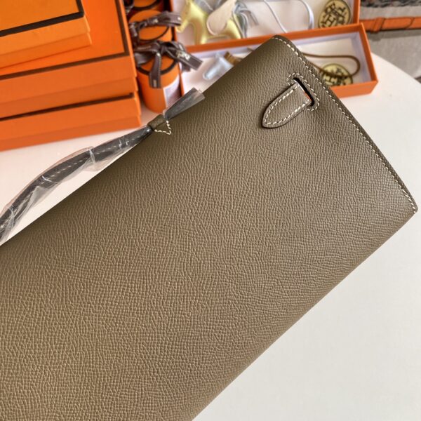 Hermes Kelly Cut Wallet - Elephant Gray - Image 5