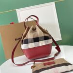 Burberry Canvas Check Bucket Bag - Red - Image 5