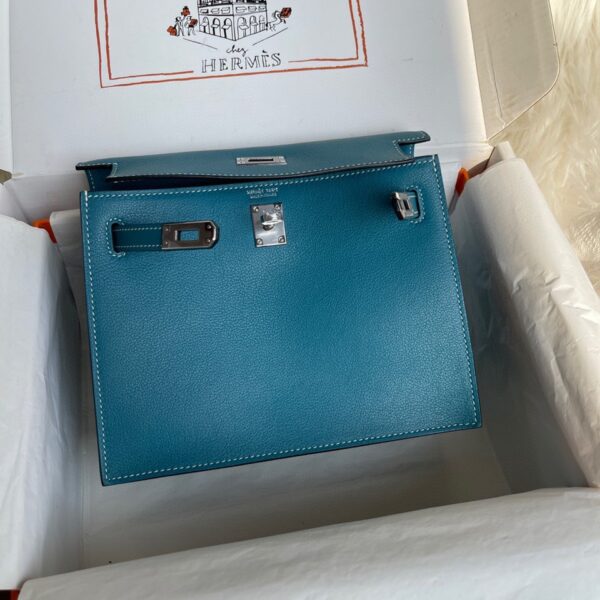 Hermes Kelly DanSe Handbag – Denim Blue (Silver Buckle) - Image 2