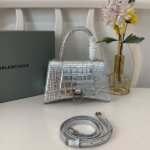 Balenciaga Crocodile Small Hourglass Bag - Silver