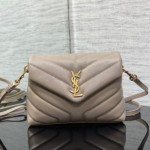 YSL LouLou Y-Shaped Satchel Small Handbag - Camel Gray
