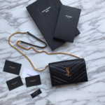 YSL Caviar Ball Chain Shoulder Bag - Black