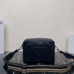 Prada Embroidered Webbing Men's Cross-body Bag - Black