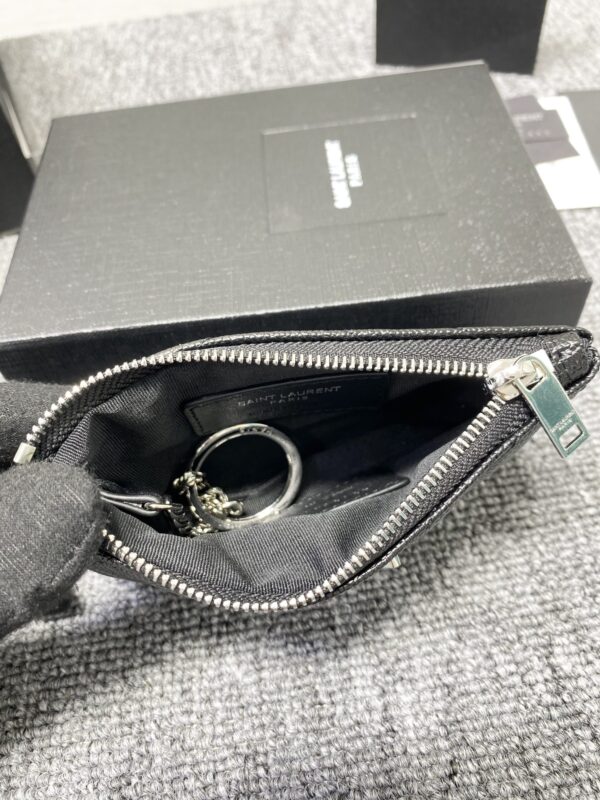 YSL Caviar Zipper Coin Purse - Black - Image 2
