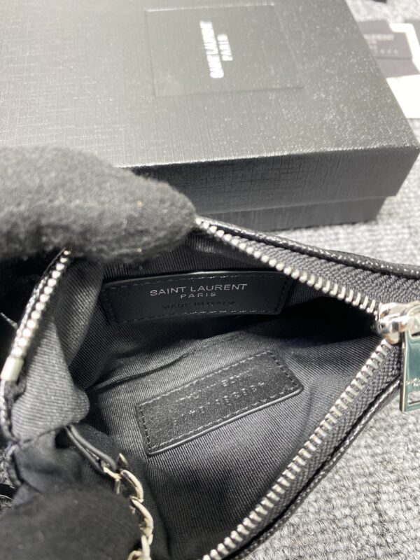 YSL Caviar Zipper Coin Purse - Black - Image 5