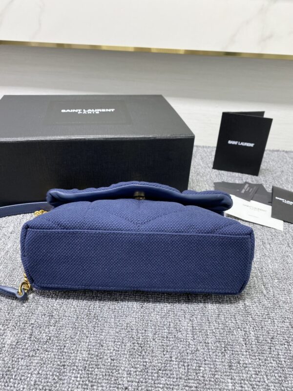 YSL Lou Lou's Mini Canvas Cloud Bag - Blue - Image 3