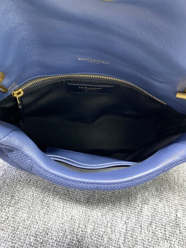 YSL Lou Lou's Mini Canvas Cloud Bag - Blue - Image 2