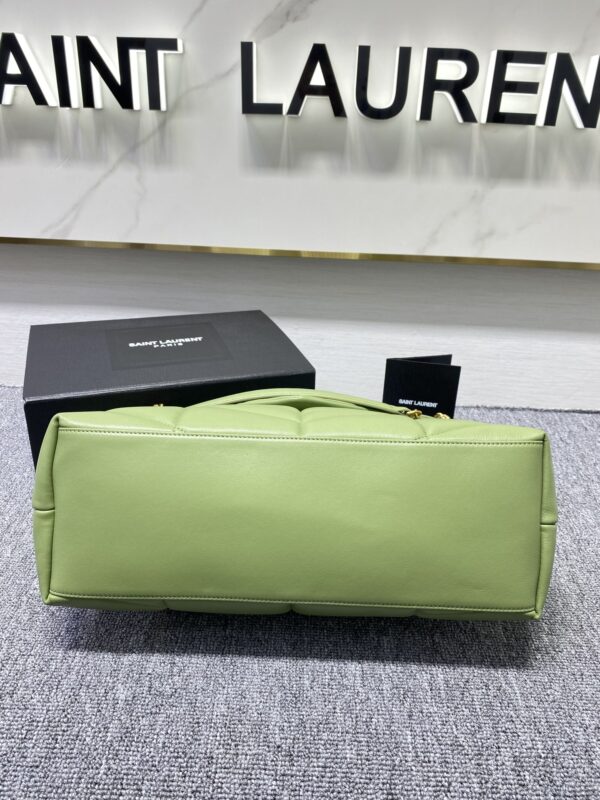 YSL Bi-Fold Back Shoulder Quilted Lambskin Large Bag - Avocado Green - Image 4