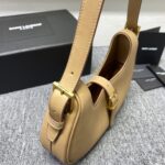 YSL Cowhide Texture Armpit Bag - Brown - Image 4