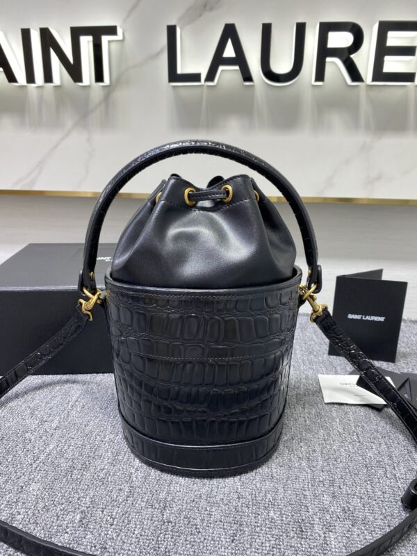 YSL Retro Bucket Bag - Black - Image 5