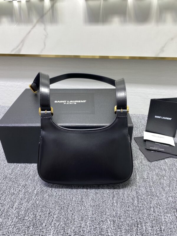 YSL Charlie Glossy Large Shoulder Bag - Black - Image 3