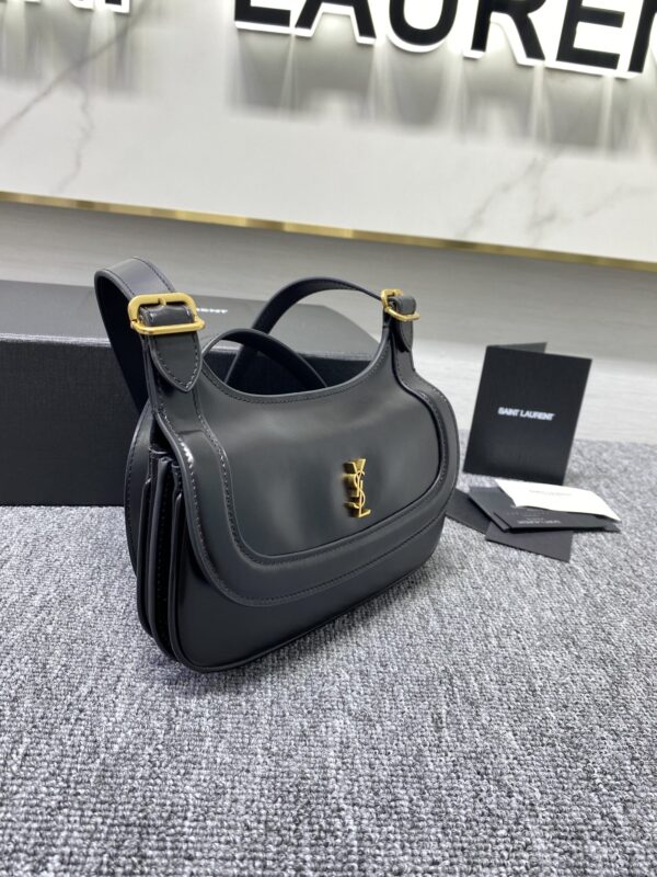 YSL Charlie Glossy Large Shoulder Bag - Black - Image 5
