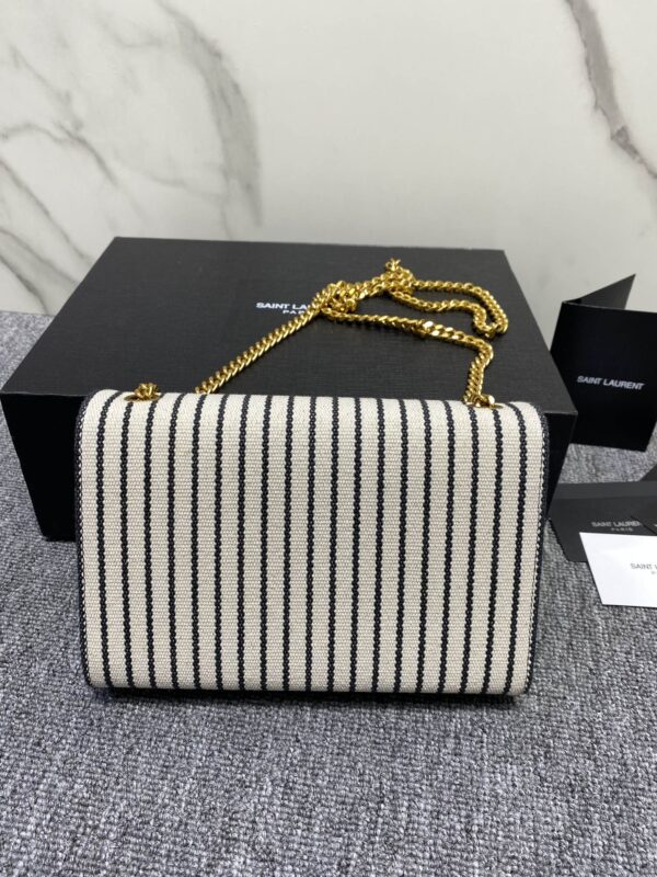 YSL Linen Stripe Cross-body Tassel Bag - Image 2