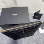 YSL Saint Laurent Lambskin Clutch Bag - Black - Image 2
