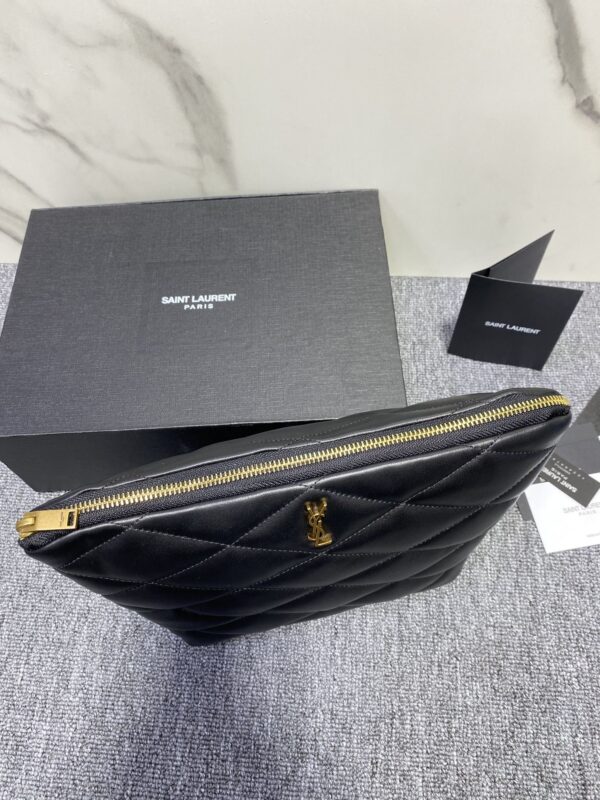 YSL Saint Laurent Lambskin Clutch Bag - Black - Image 2
