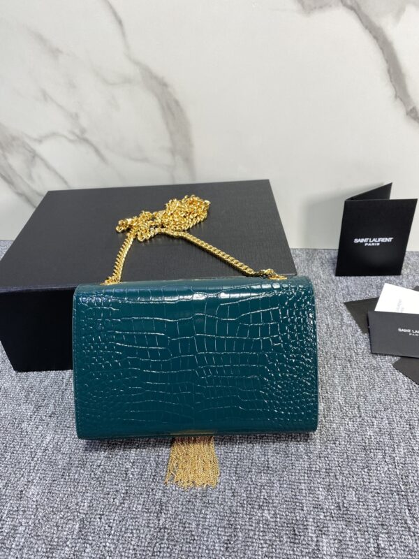 YSL Yves Saint Laurent's Rhombus Quilted Texture Handbag - Turquoise - Image 5