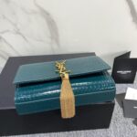 YSL Yves Saint Laurent's Rhombus Quilted Texture Handbag - Turquoise - Image 4