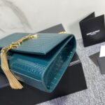 YSL Yves Saint Laurent's Rhombus Quilted Texture Handbag - Turquoise - Image 3