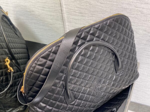YSL Oversized Sheepskin Quilted Travel Bag - Black - Image 5