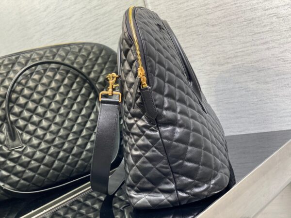 YSL Oversized Sheepskin Quilted Travel Bag - Black - Image 4