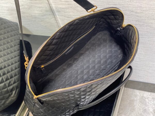 YSL Oversized Sheepskin Quilted Travel Bag - Black - Image 3