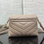 YSL LouLou Y-Shaped Satchel Small Handbag - Camel Gray - Image 5