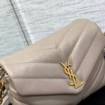 YSL LouLou Y-Shaped Satchel Small Handbag - Camel Gray - Image 2