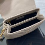 YSL LouLou Y-Shaped Satchel Small Handbag - Camel Gray - Image 3