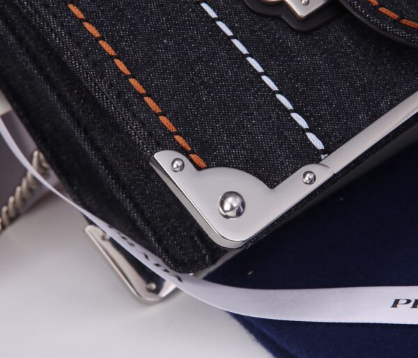 Prada Denim Shoulder Bag - Black - Image 2