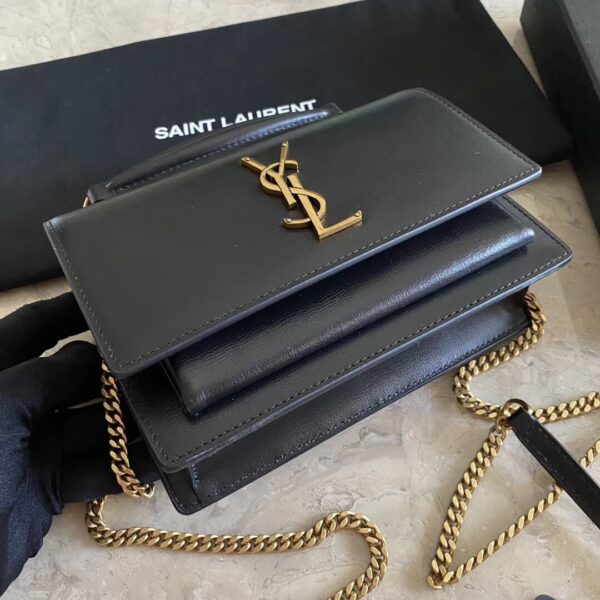 YSL Hot Toothpick Pattern Small Handbag - Black - Image 4