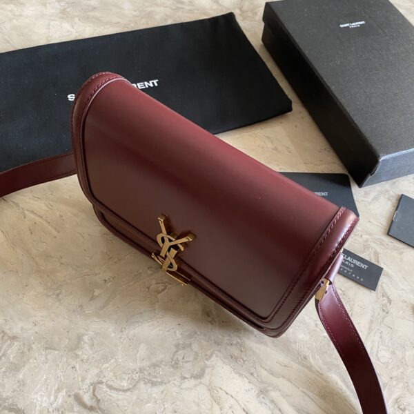 YSL Monogram Cross-body Shoulder Small Handbag - Maroon - Image 5