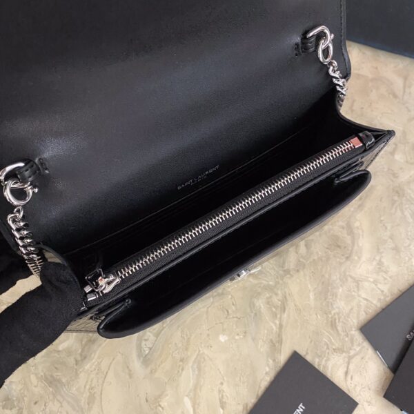 YSL Hot Small Crocodile Pattern Shoulder Bag - Black - Image 2
