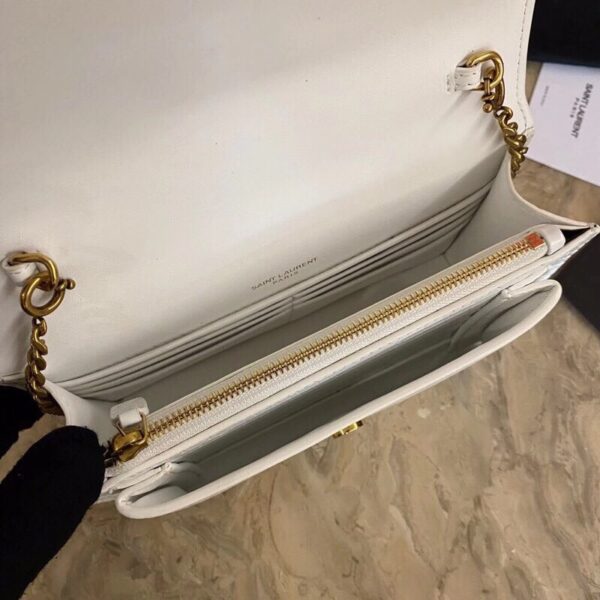 YSL Hot Small Crocodile Pattern Shoulder Bag - White - Image 2