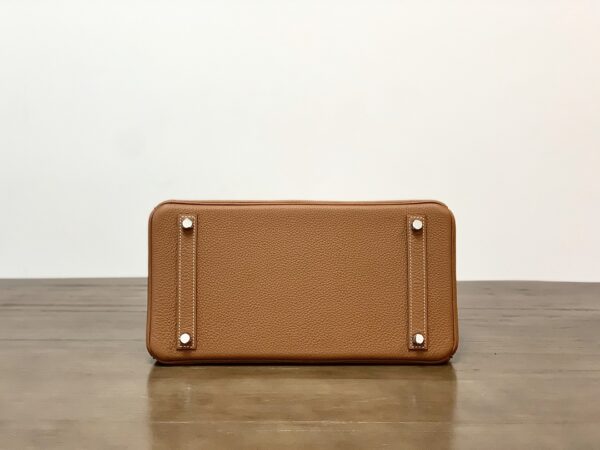 Hermes Birkin Silver Buckle Handbag - Gold Brown - Image 2