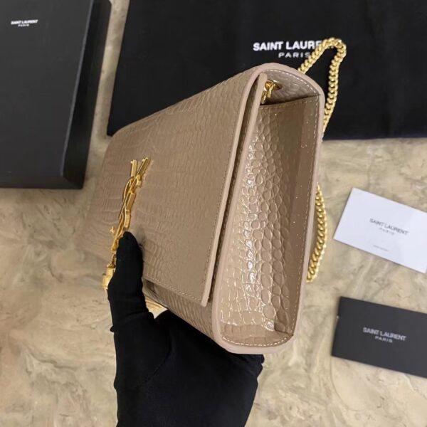 YSL Yves Saint Laurent Small Crocodile Pattern Tassel Bag - Caramel - Image 4