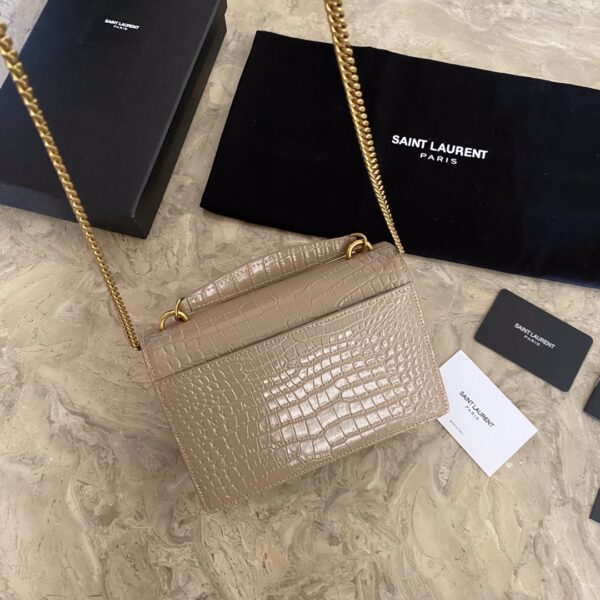 YSL Hot Small Crocodile Pattern Shoulder Bag - Caramel - Image 5